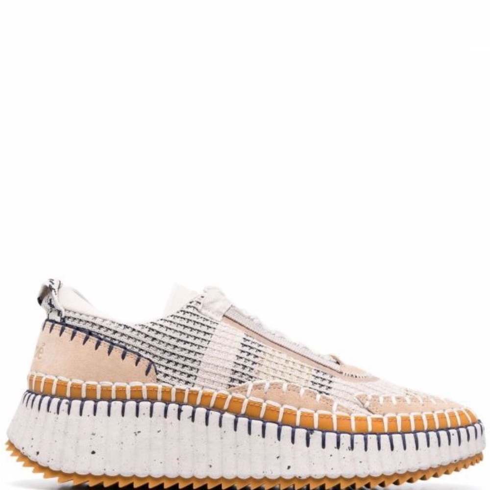 Chloe Women's White and Tan Nama Sneakers 41